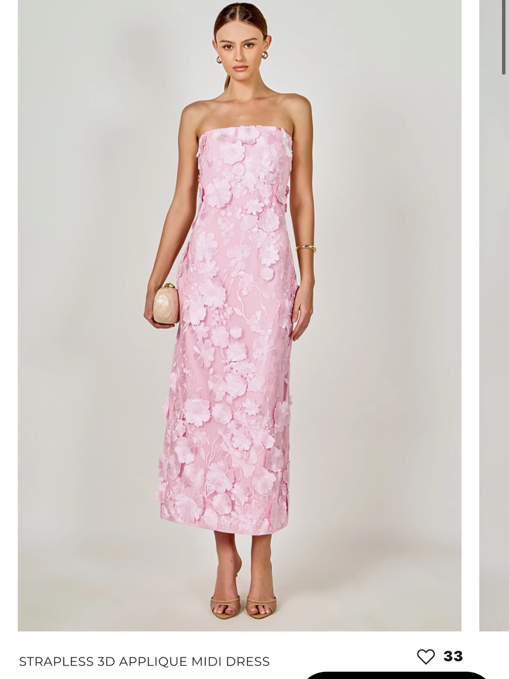Endless Rose Strapless 3d Appliqu Midi Dress - Light Pink